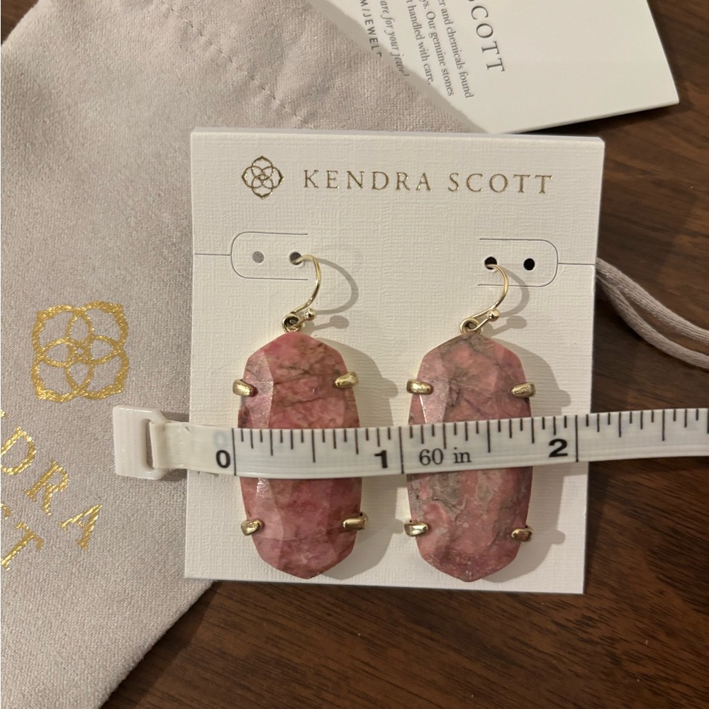 Kendra Scott Rose Pink Stone Drop Earrings - Picture 6 of 7